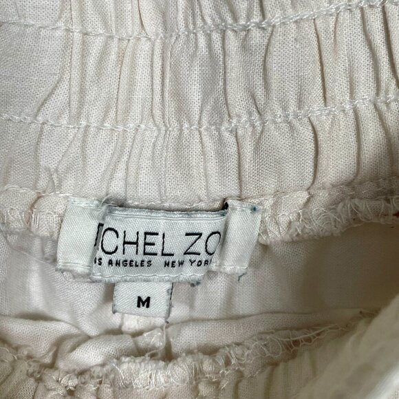 Rachel Zoe Linen Blend Shorts Elastic Waist Pockets Ivory Floral Womens Size M - Picture 4 of 10